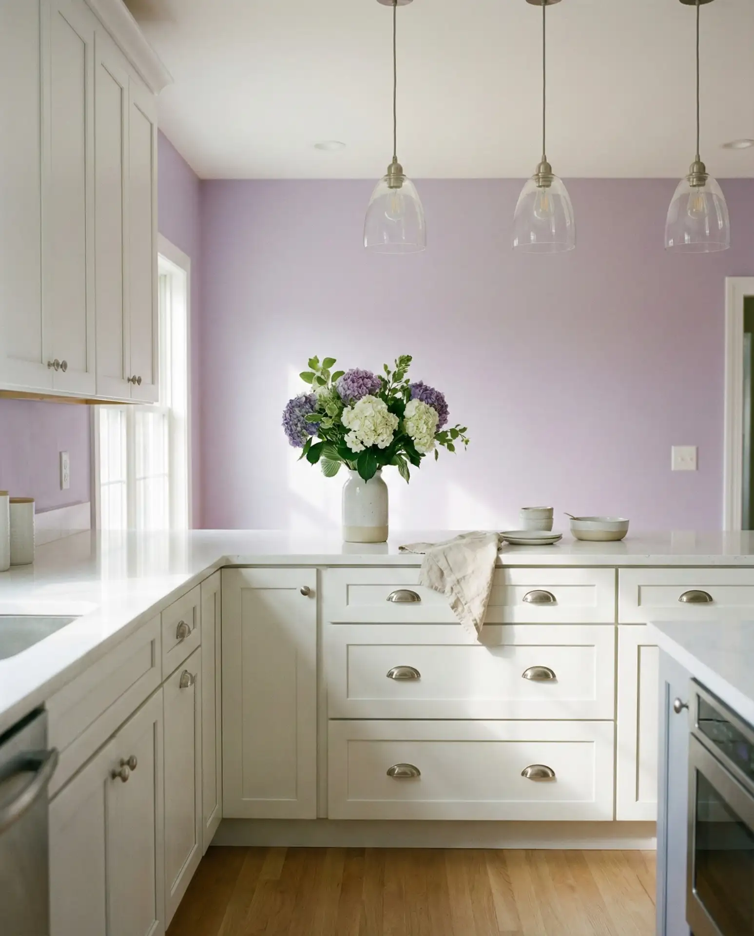 Soft Lavender Walls with White Cabinets 2