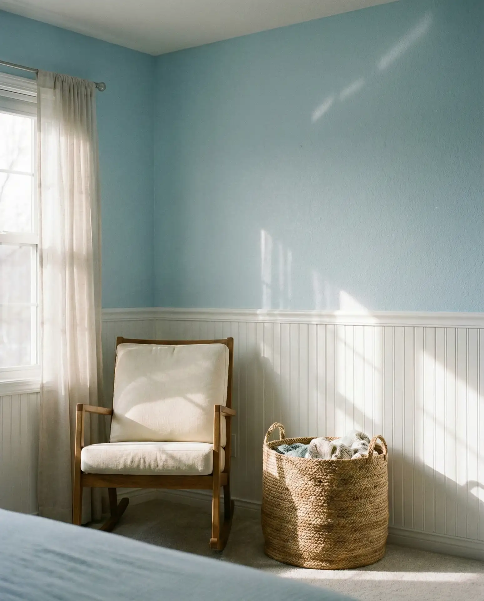Soft Powder Blue with White Wainscoting 1