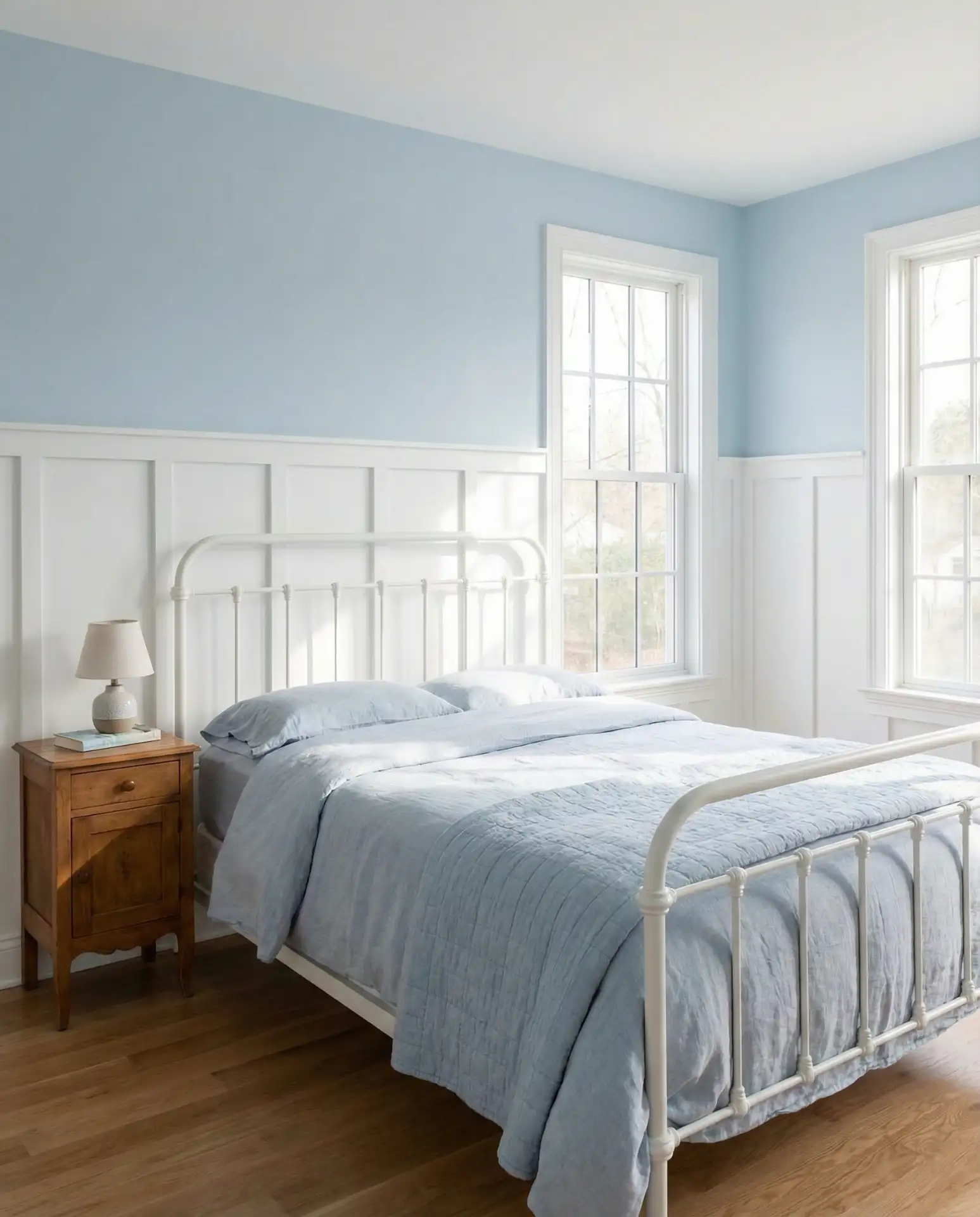 Soft Powder Blue with White Wainscoting 2