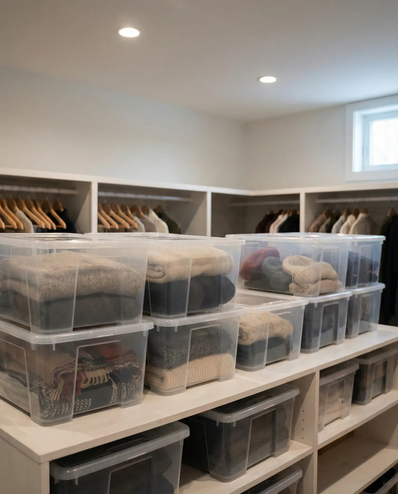 Stackable Clear Bins for Closet Organization 1