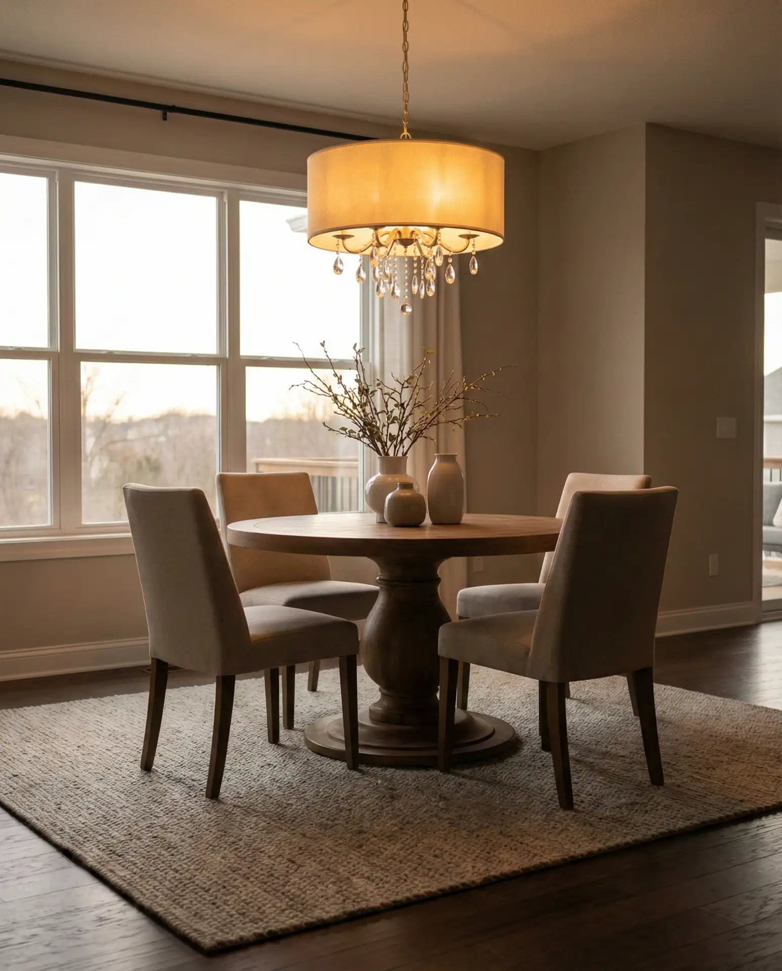 Statement Chandelier Over Dining Table