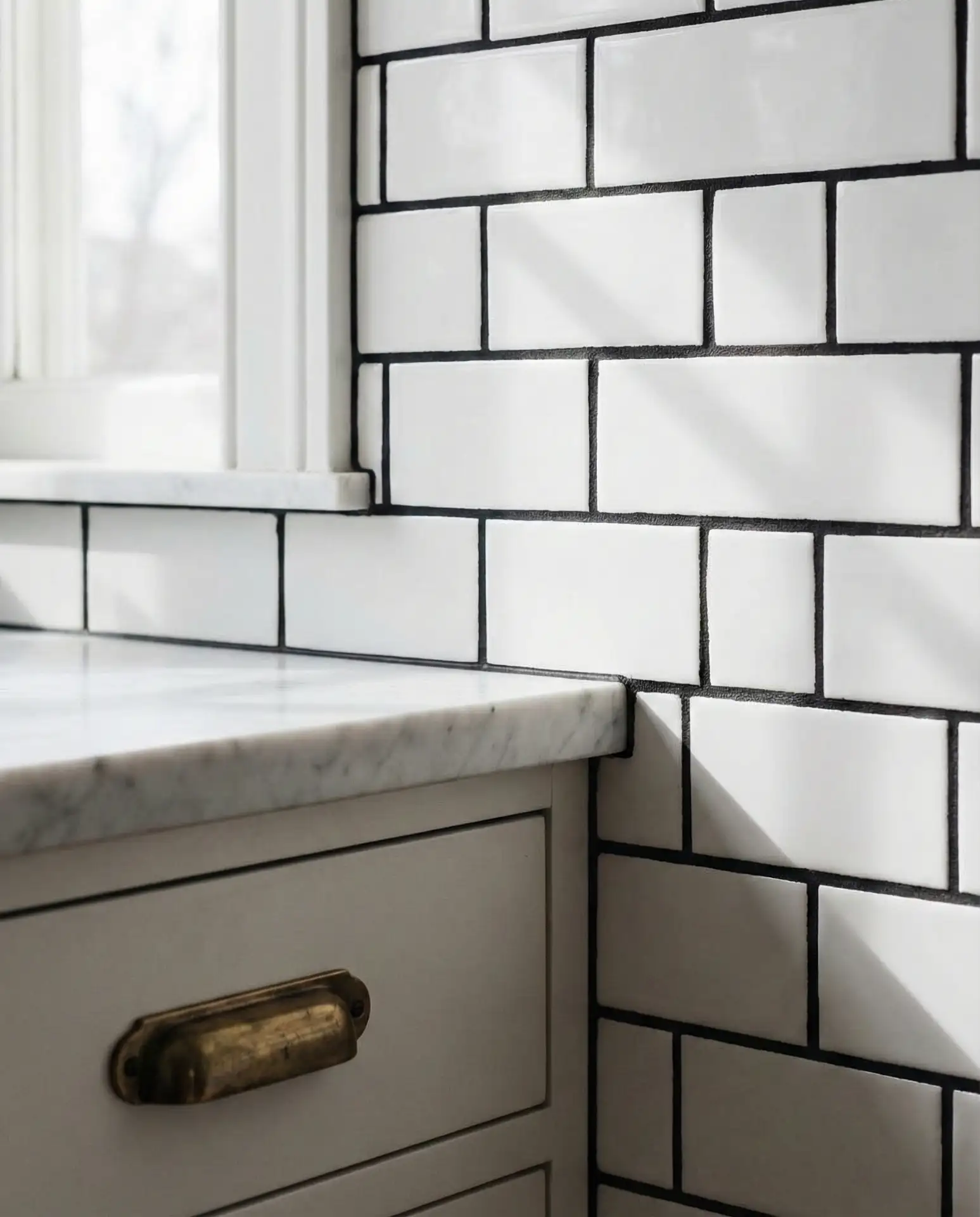 Subway Tile Walls with Black Grout 2