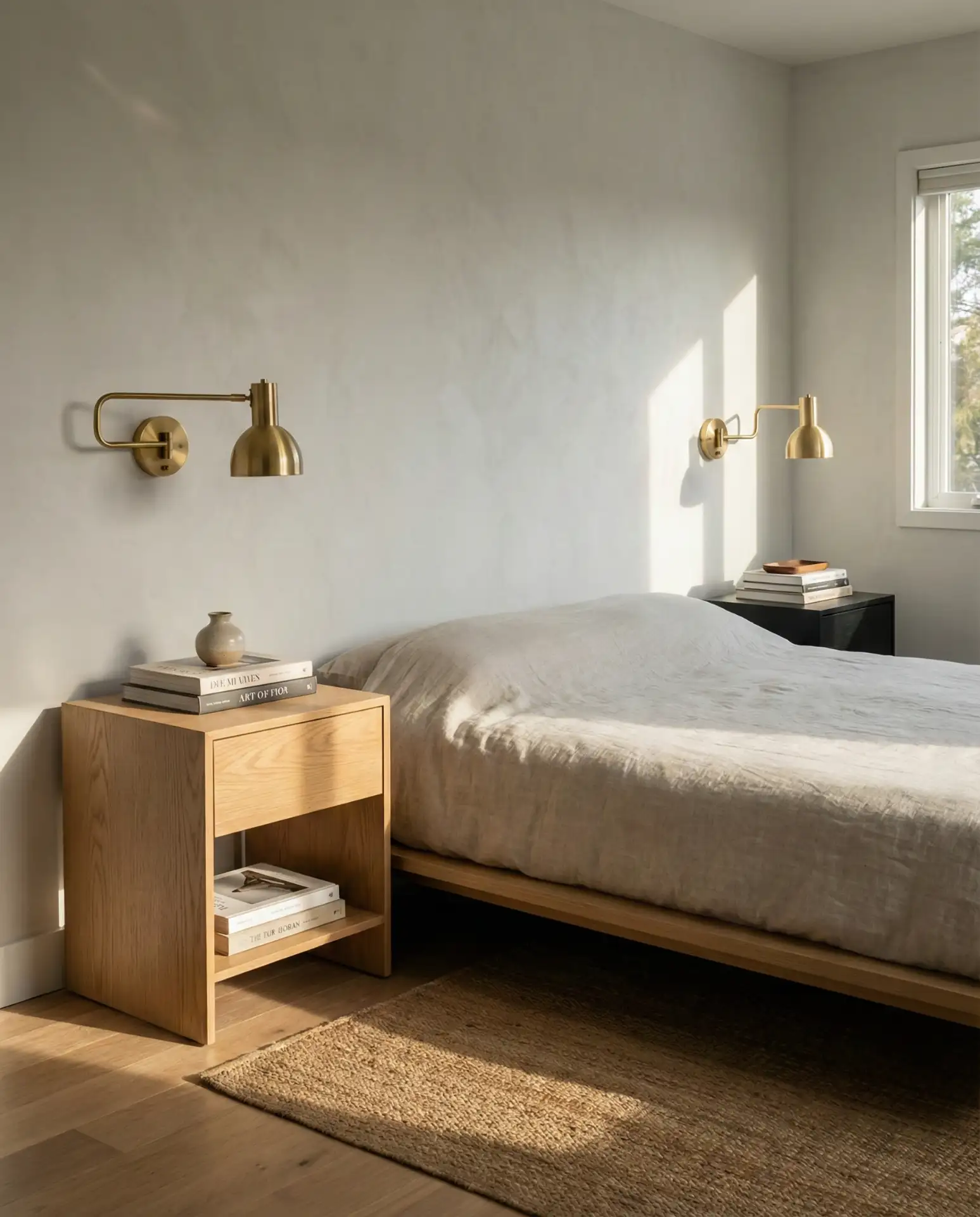 Symmetrical Nightstand and Lamp Pairing 1