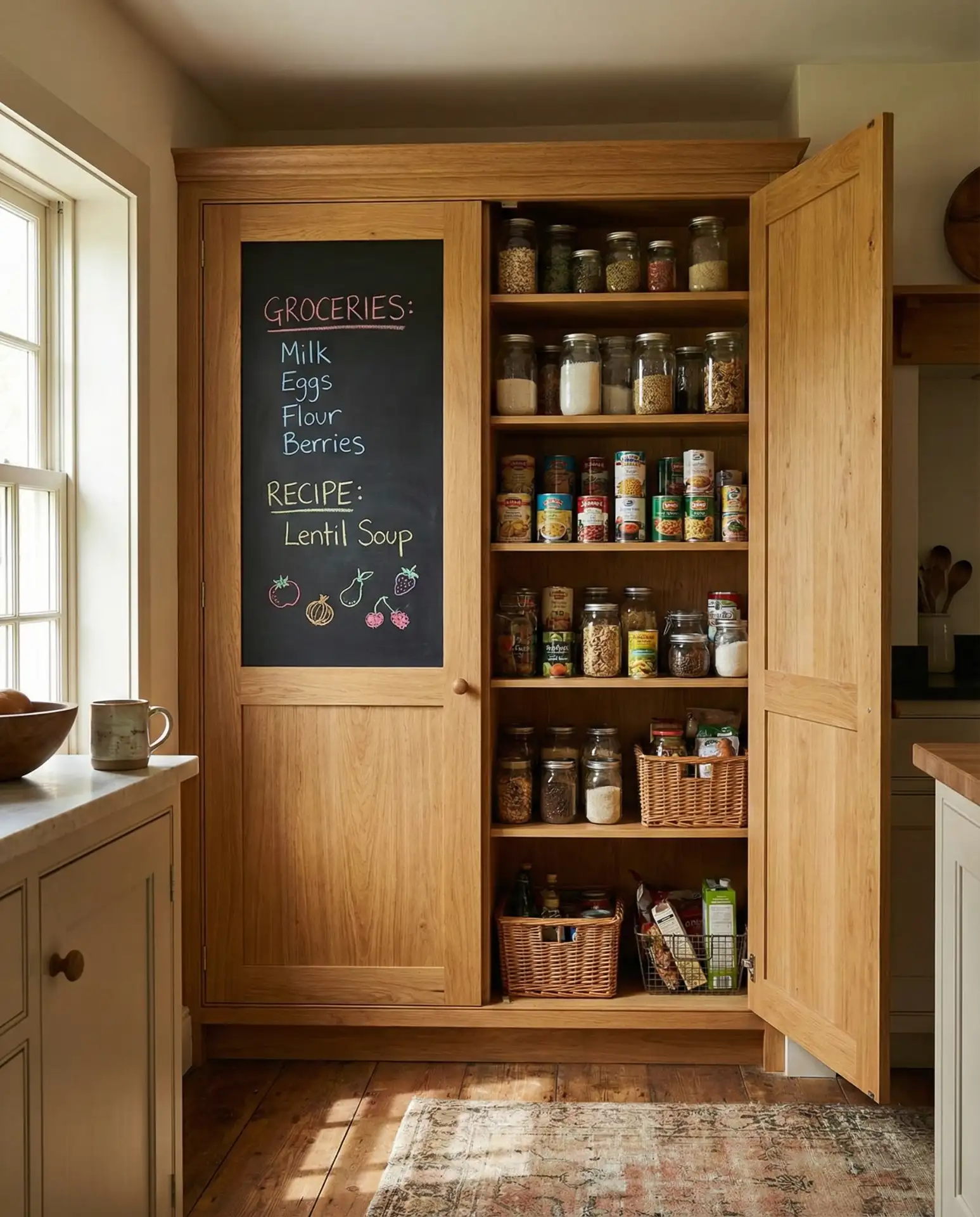 Tall Kitchen Pantry with Chalkboard Door 2
