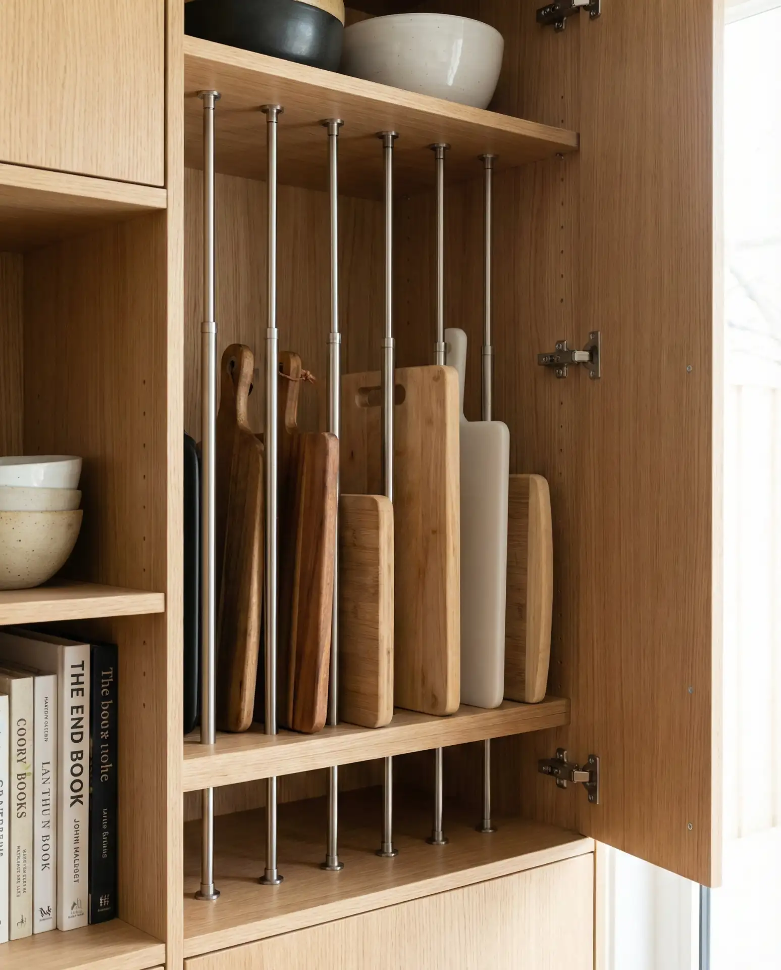 Tension Rod Dividers in Kitchen Cabinets 1