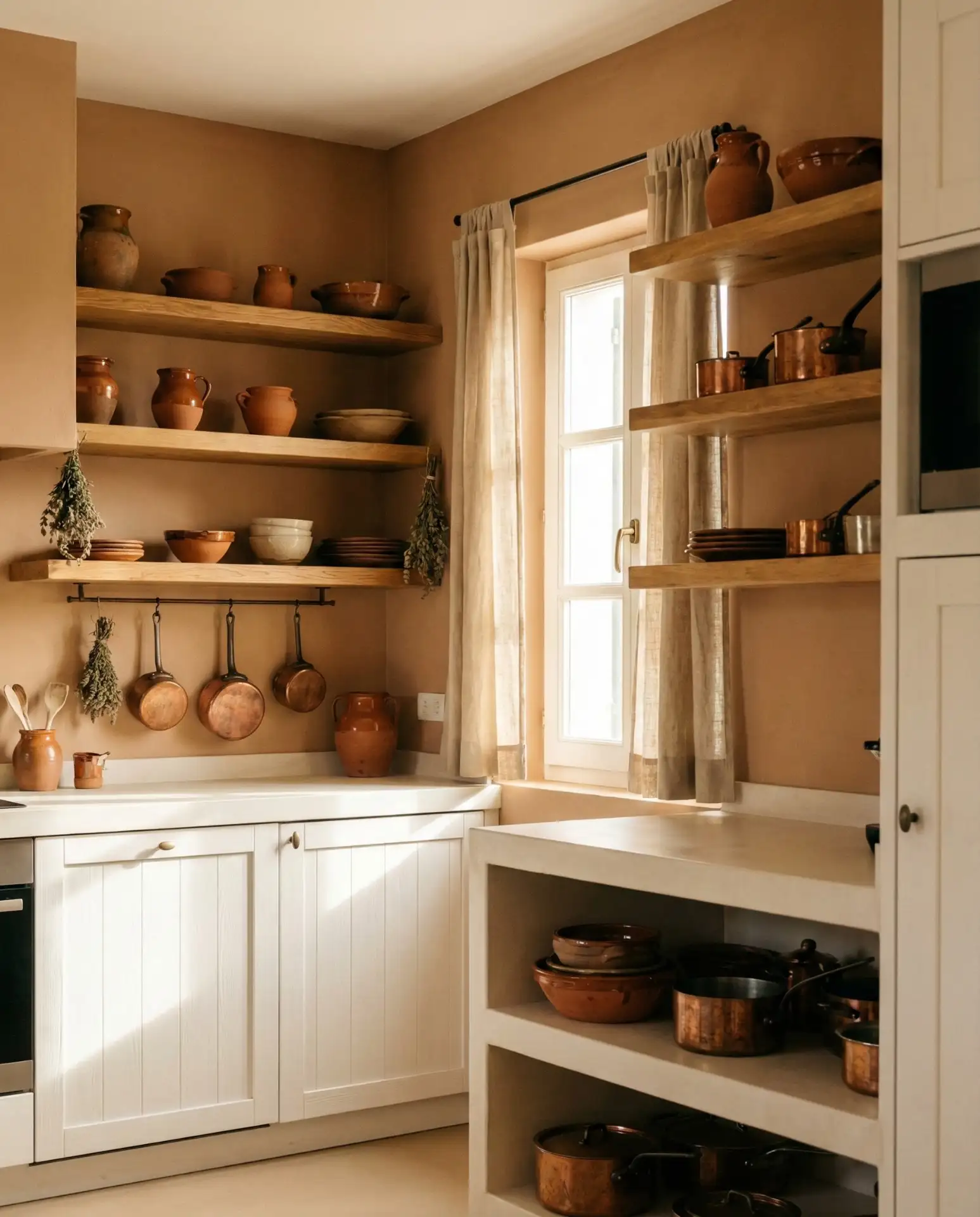 Terracotta Walls with White Cabinets 2