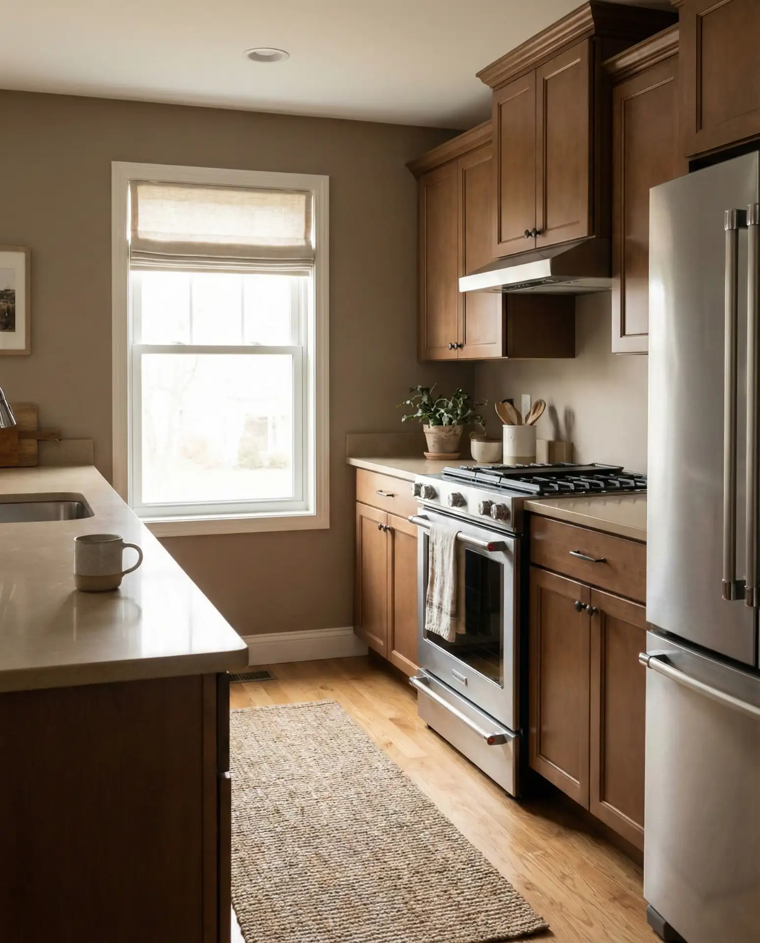 Warm Taupe with Brown Cabinets 2