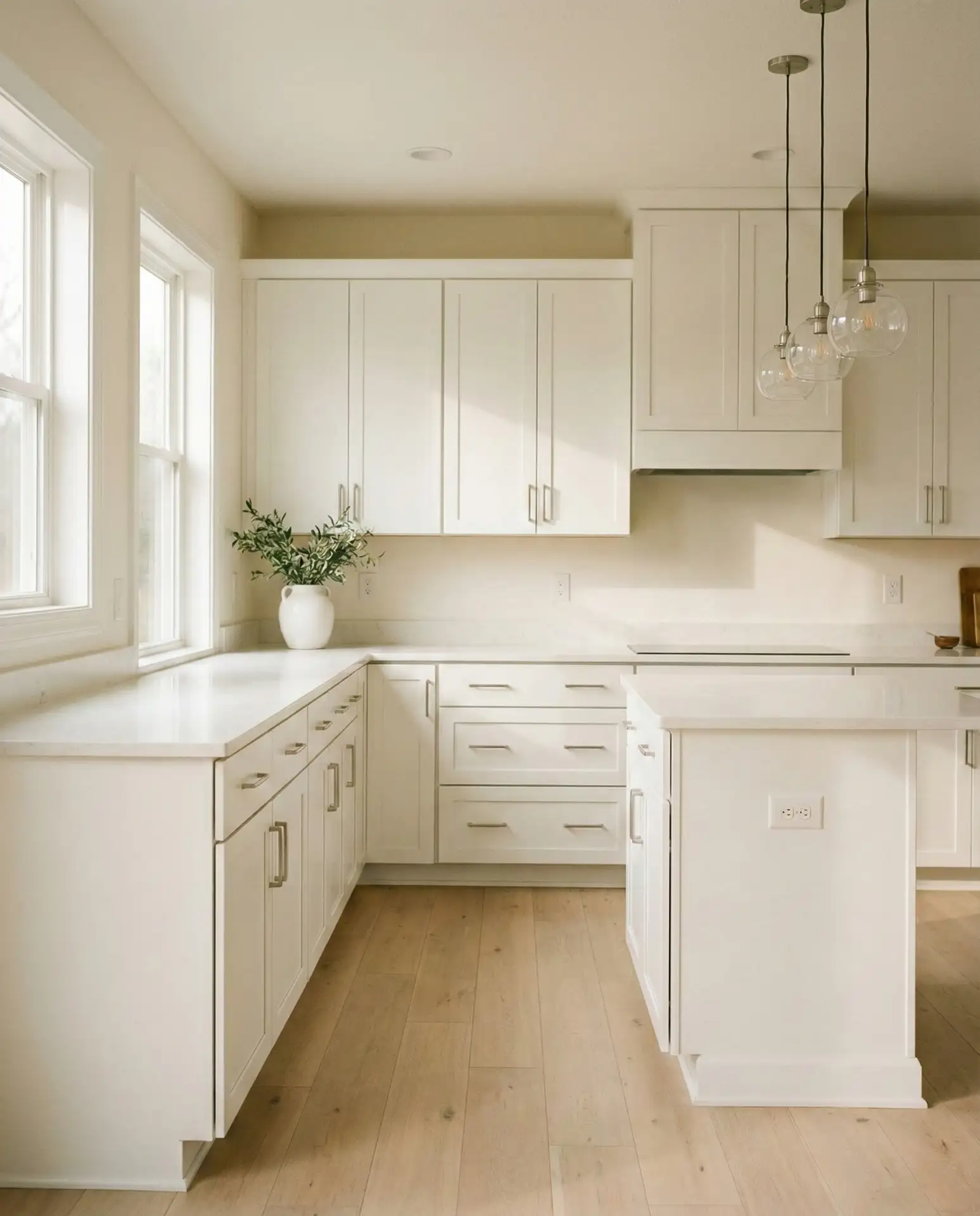 Warm White with Ideas for Walls with White Cabinets 1