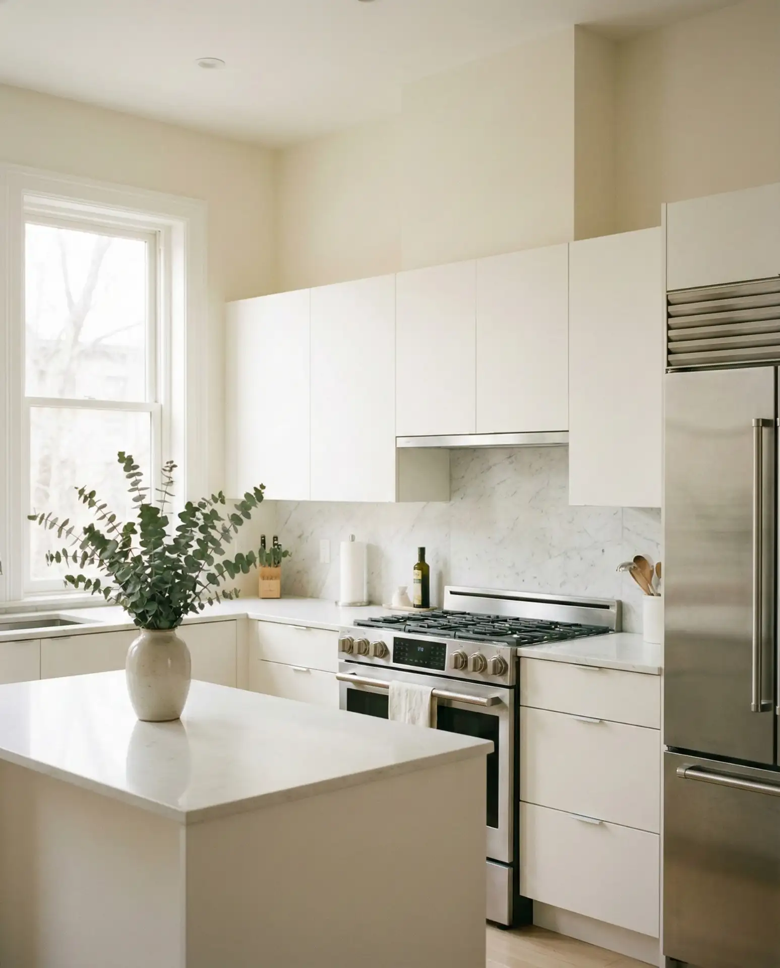 Warm White with Ideas for Walls with White Cabinets 2