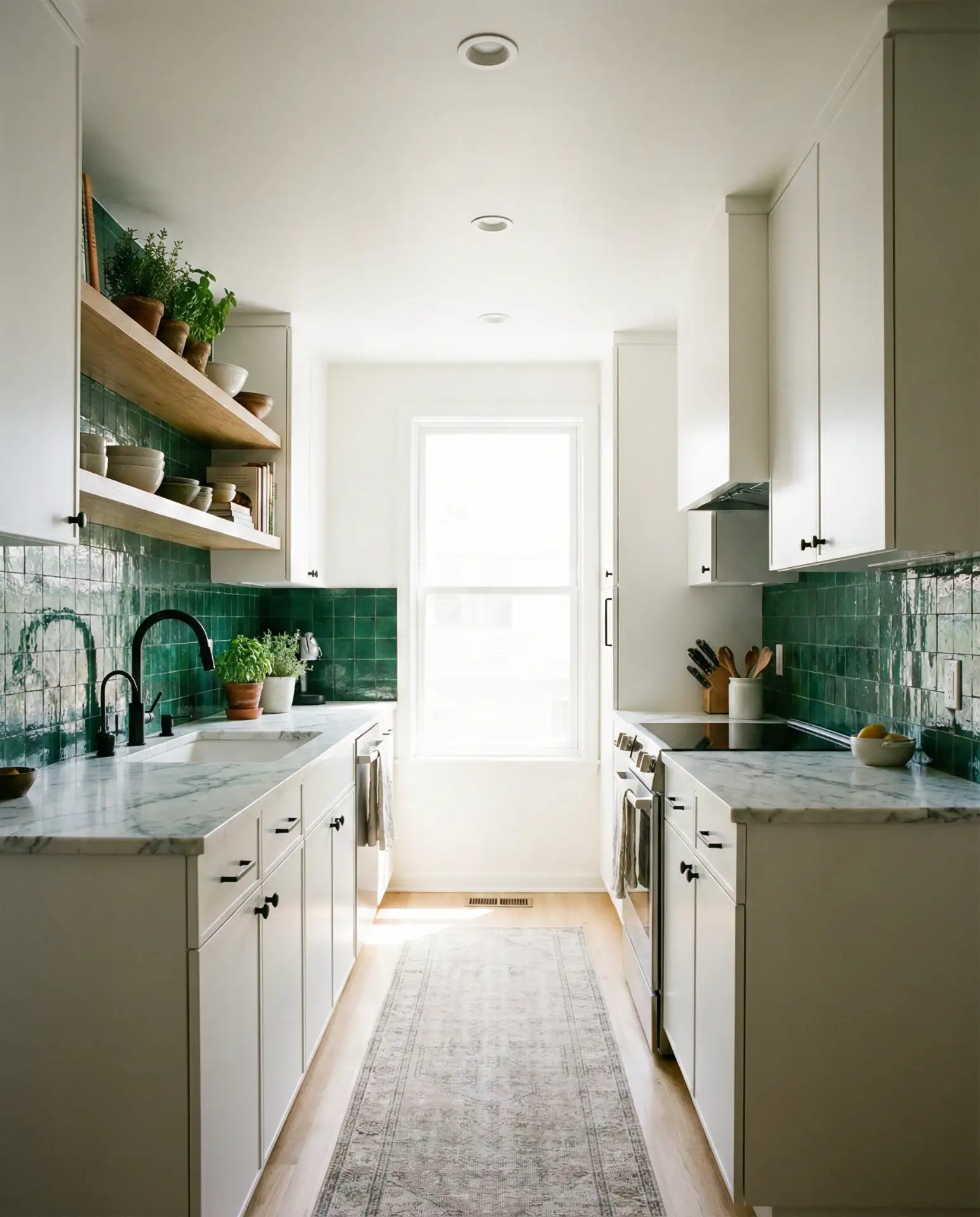 White Cabinets with Dark Wood Island 2