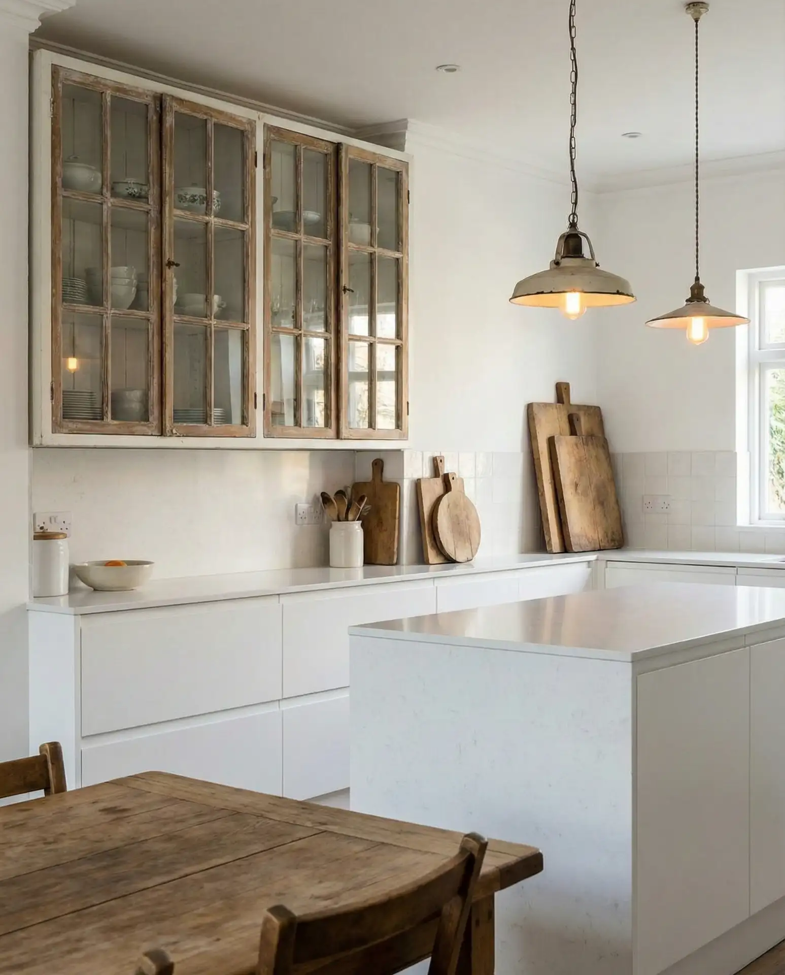 White Kitchen with Backsplash Ideas in Mixed Materials 2