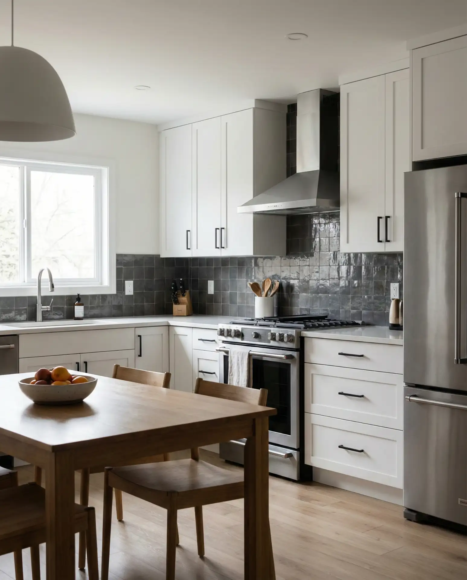 White Kitchen with Black Hardware and Fixtures 2