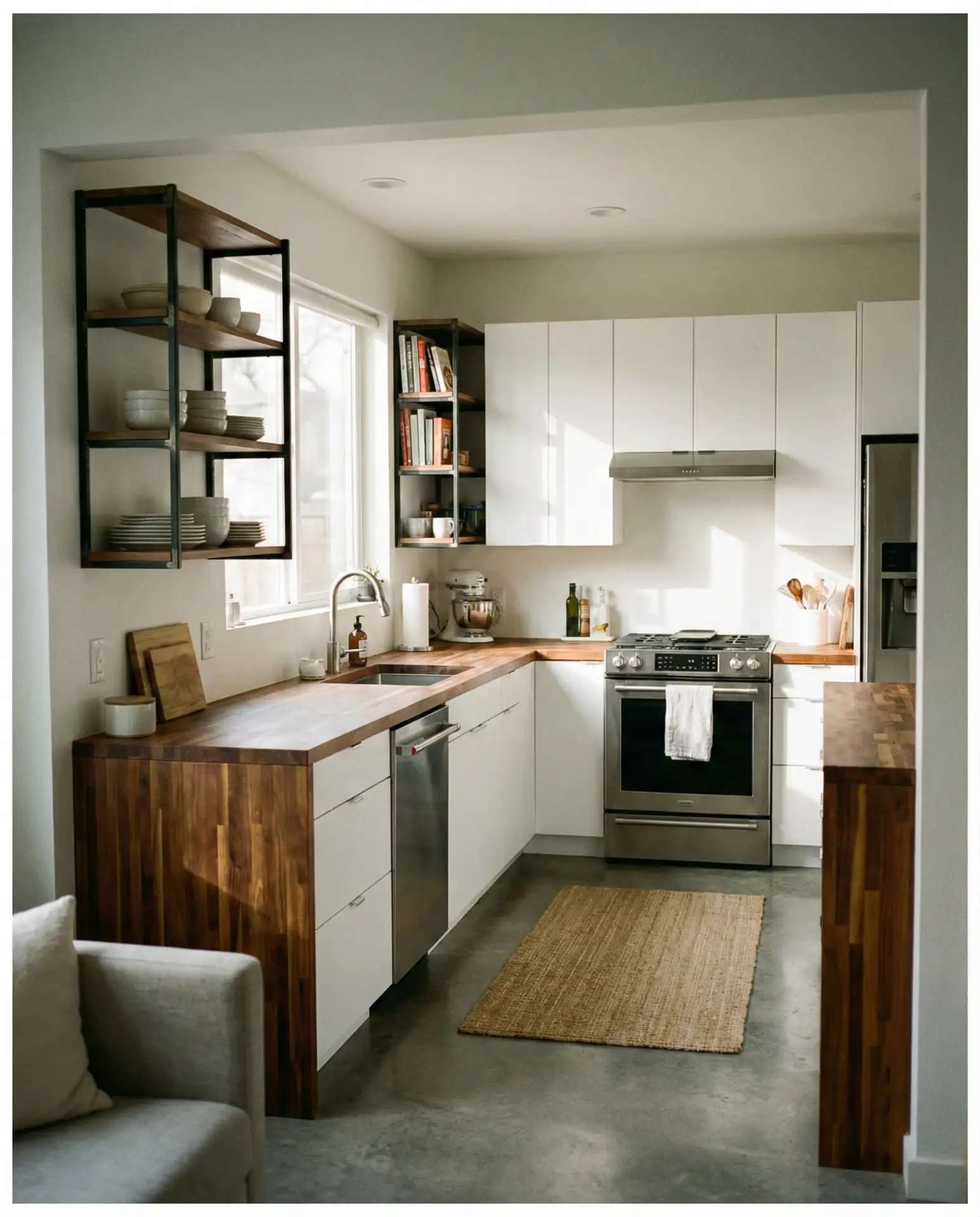 White Kitchen with Gold Accents Throughout 2
