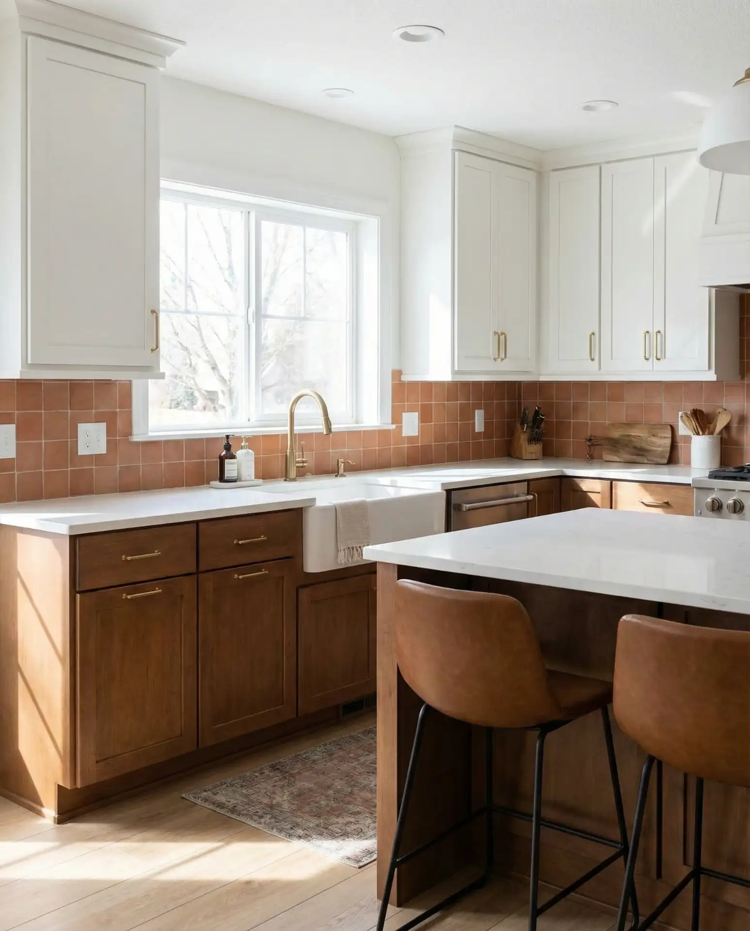 White Kitchen with Green and Natural Elements 1