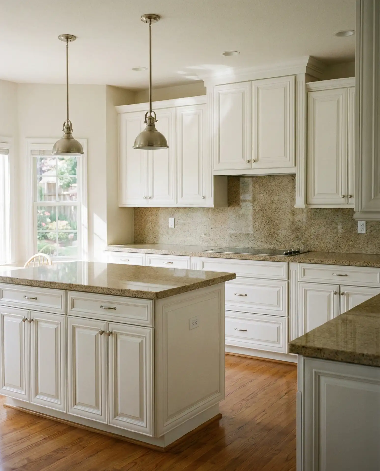 White Kitchen with Grey Backsplash 2