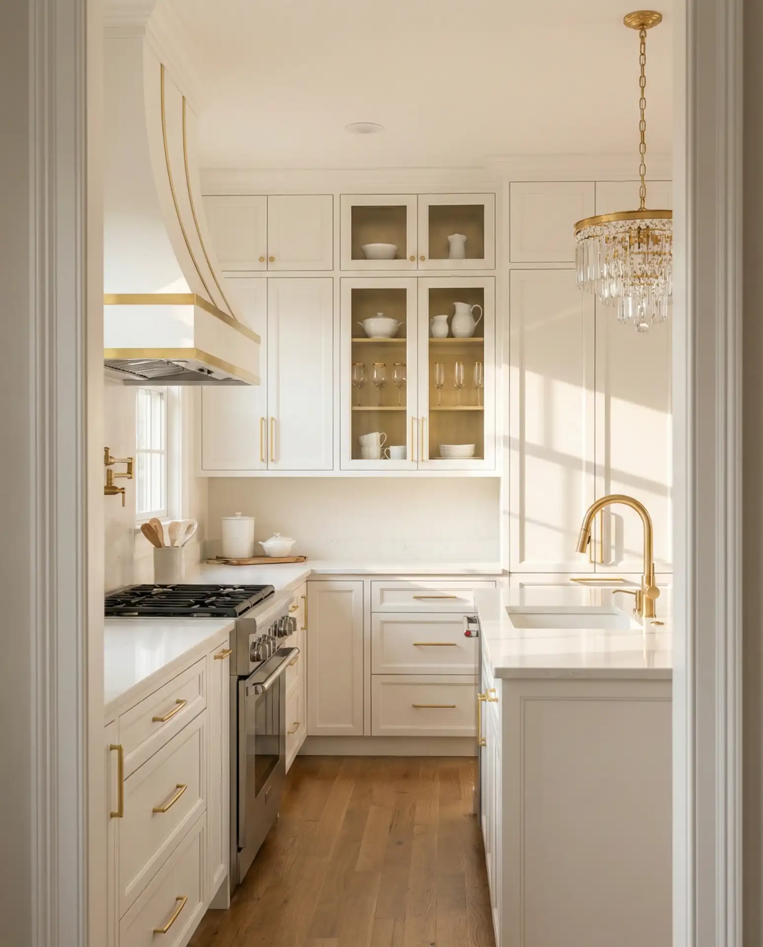 White Kitchen with Walnut and Natural Wood 2