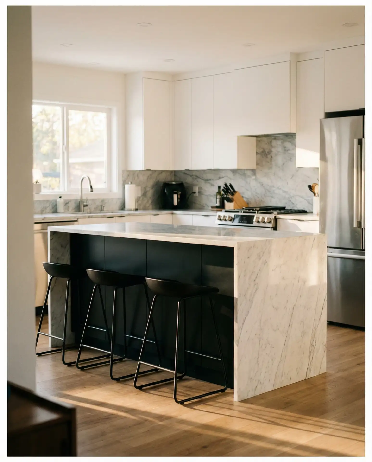 White Kitchen with Wood Countertops 1