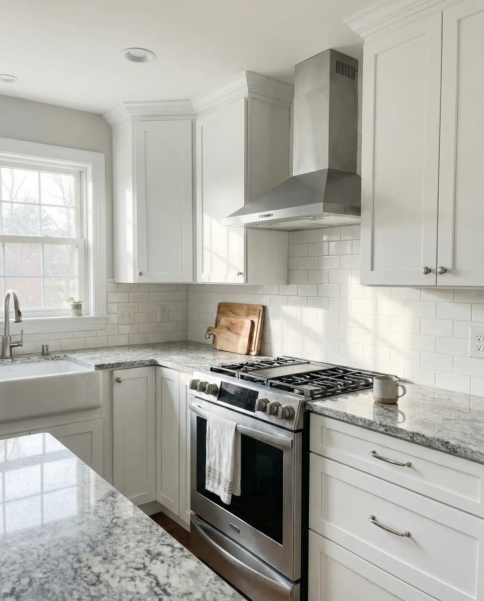 White Kitchen with Wood Countertops 2