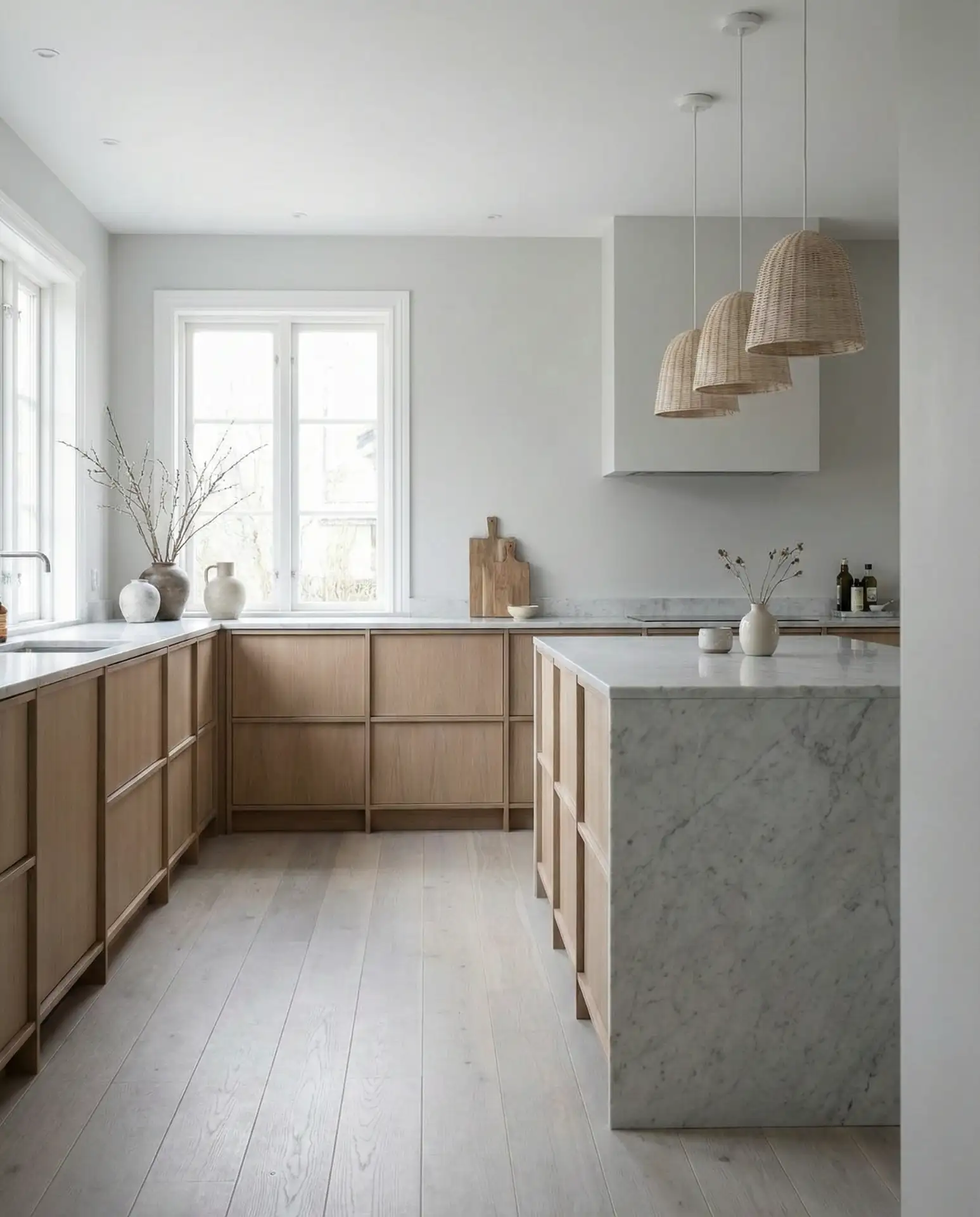 White Oak Cabinets and Grey Floors 2