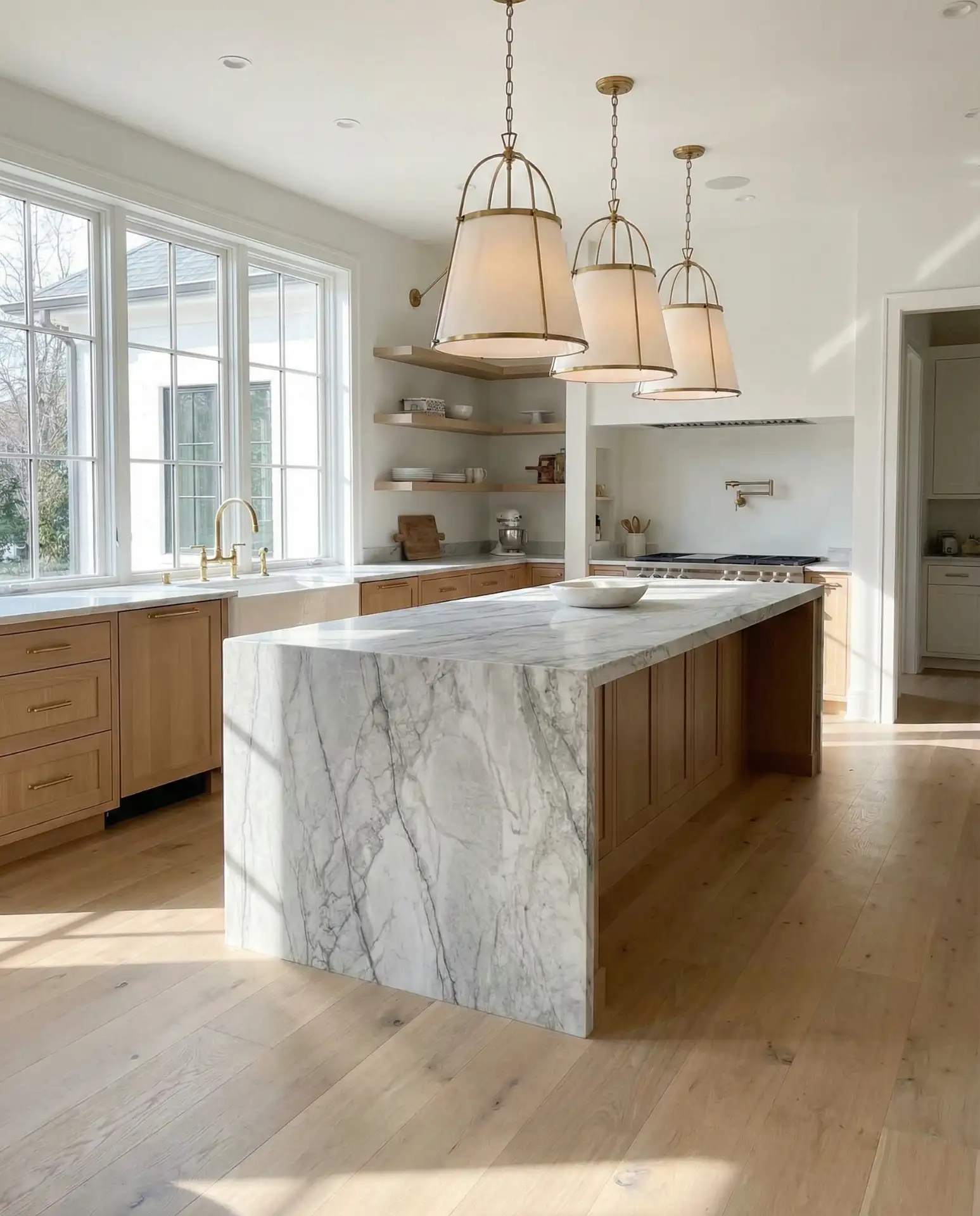 White Oak Cabinets and Taj Mahal Quartzite 1