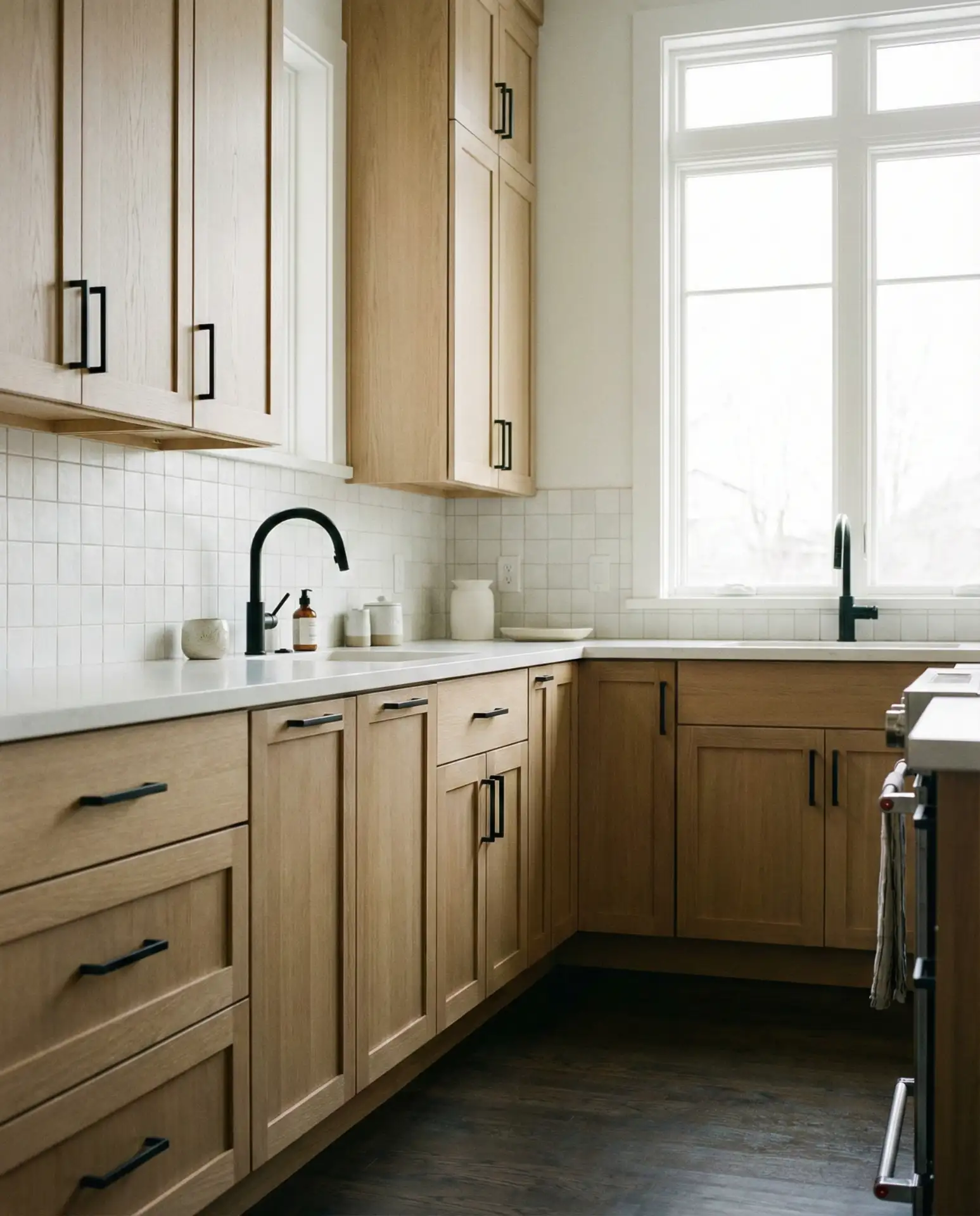 White Oak Cabinets with Black Hardware 1