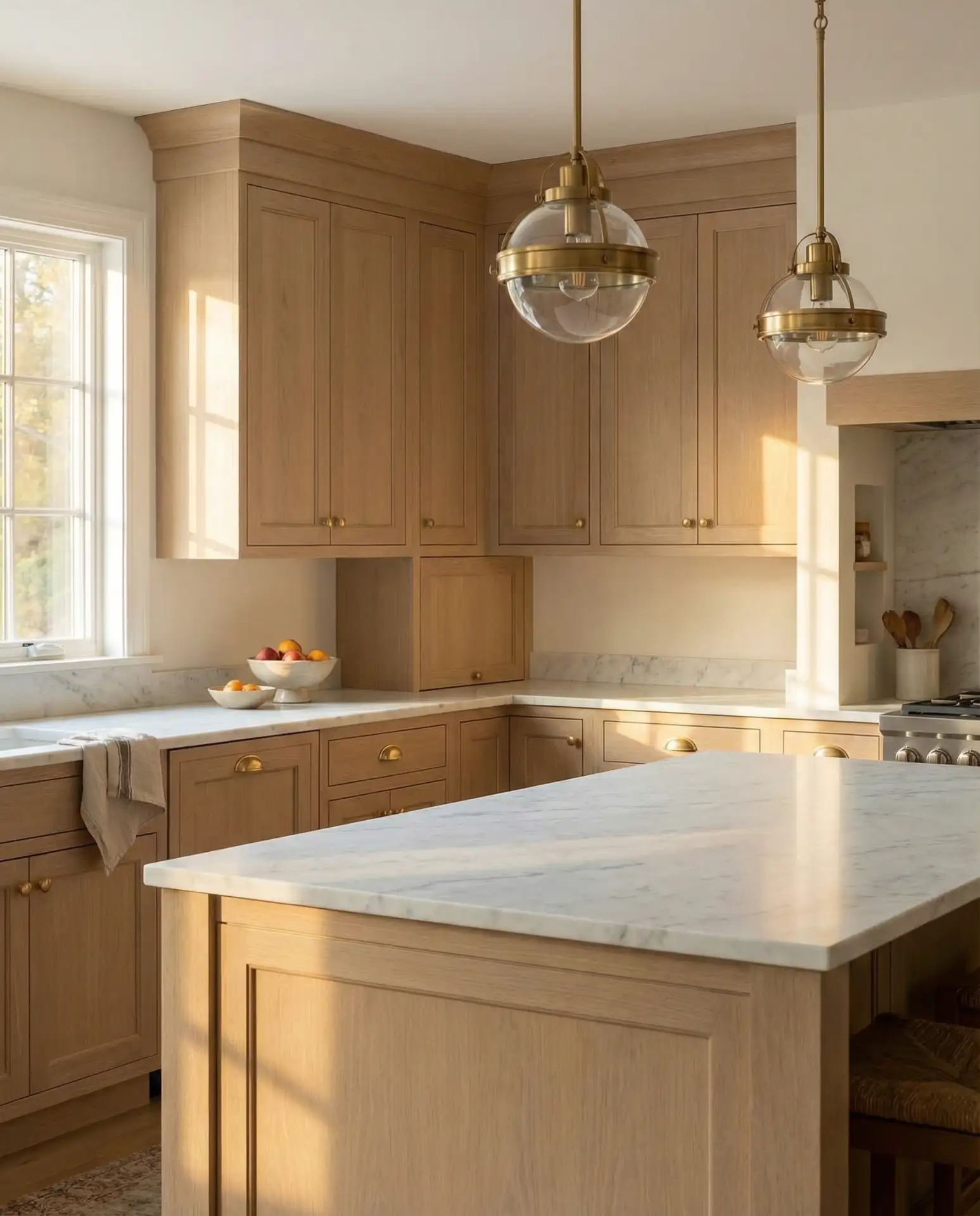 White Oak Cabinets with Gold Hardware Accents 2