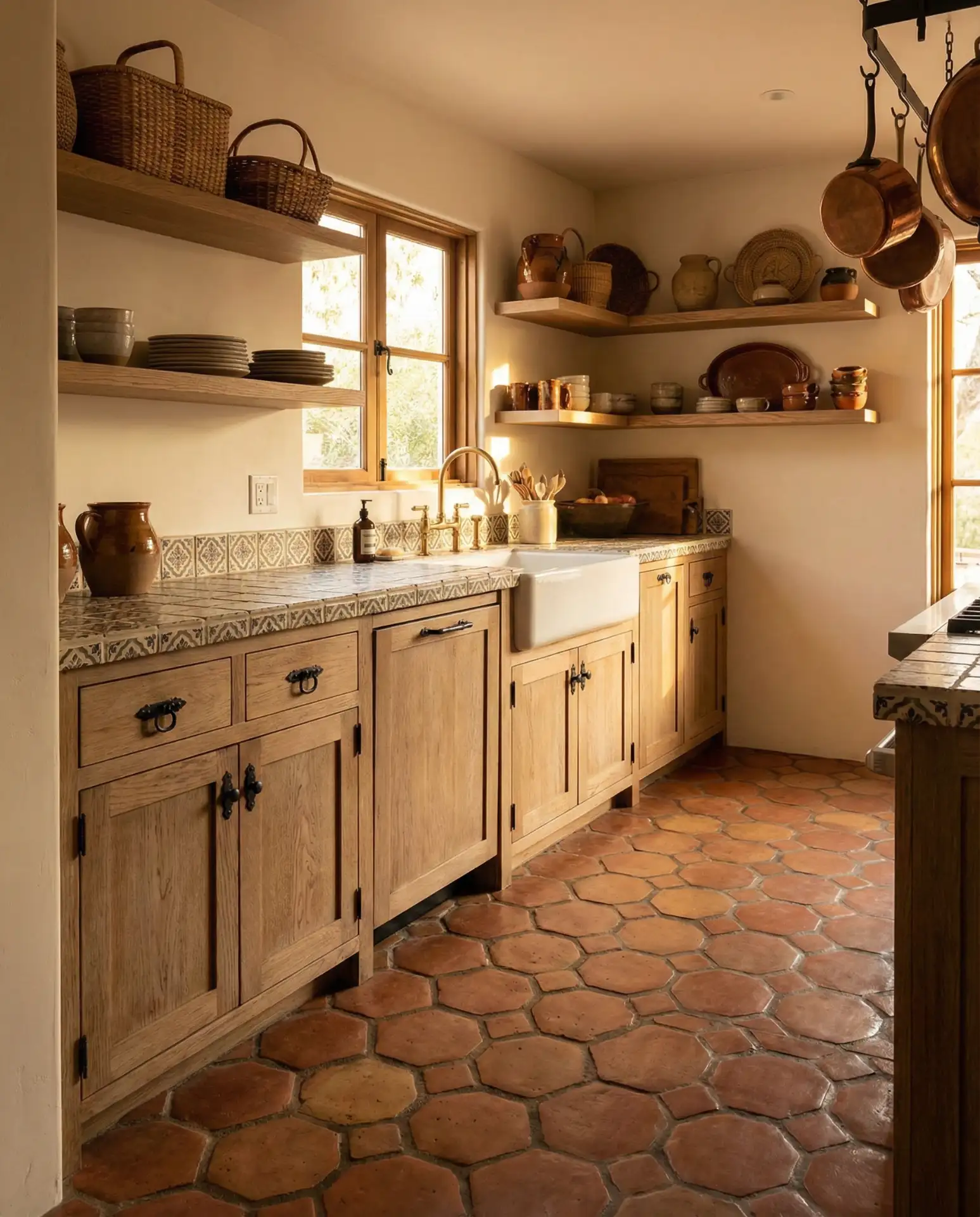 White Oak Cabinets with Terracotta Floors 2