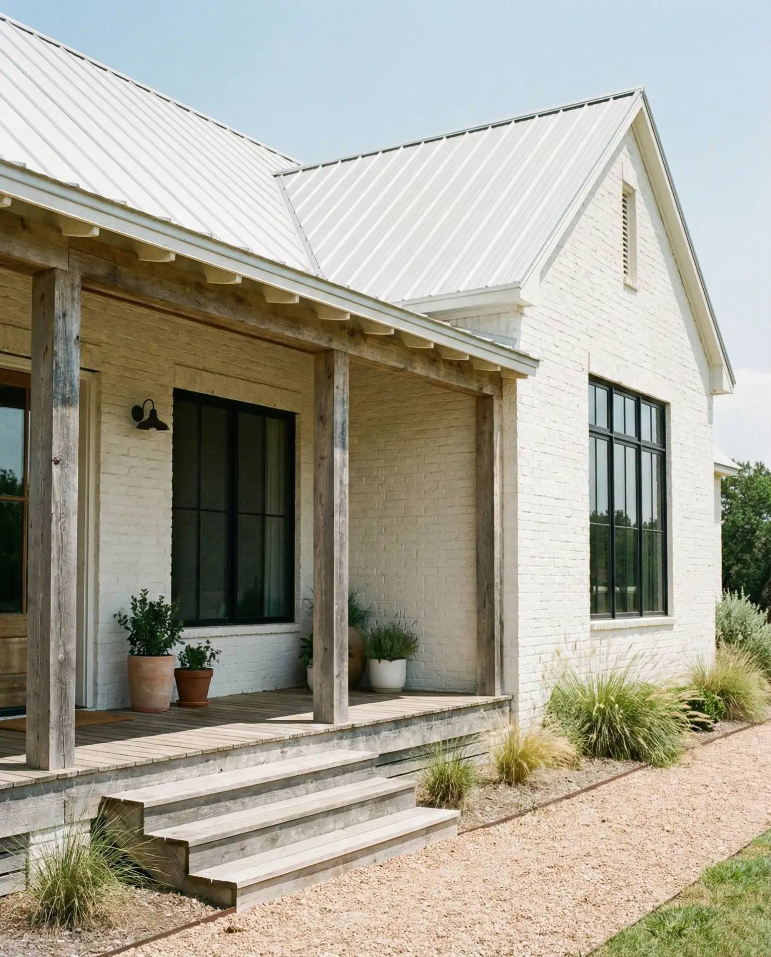 Whitewashed Brick with Modern Windows 2