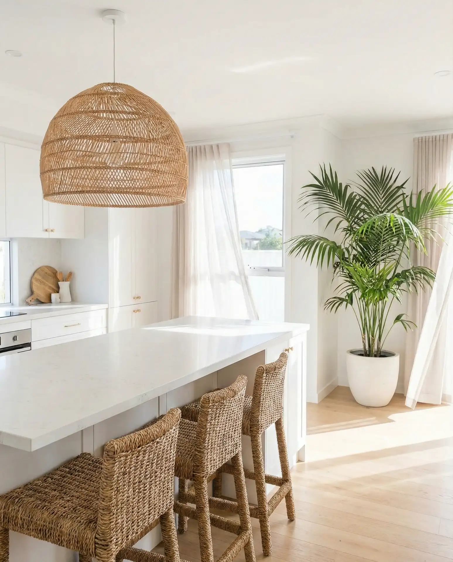 Woven Rattan Pendants for Texture