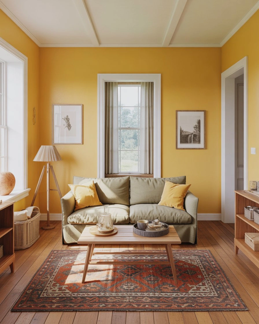 Yellow Cottage Living Room with Sunny Warmth 1