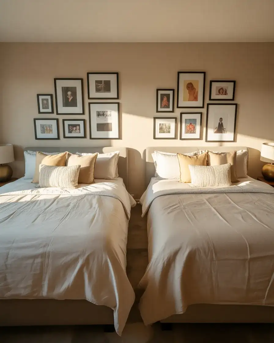 Aesthetic Twin Bedroom With Gallery Wall Focus 1