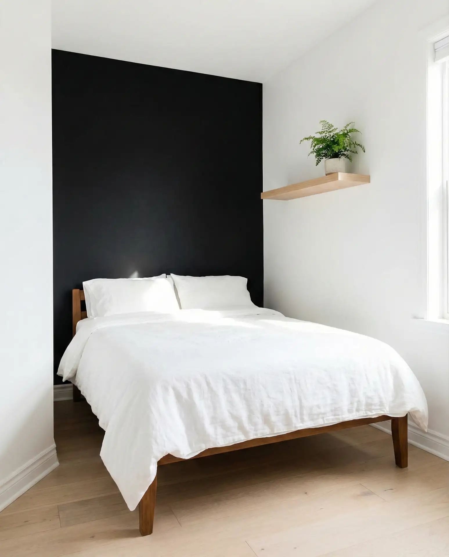Black Accent Wall in a Small Bedroom 1