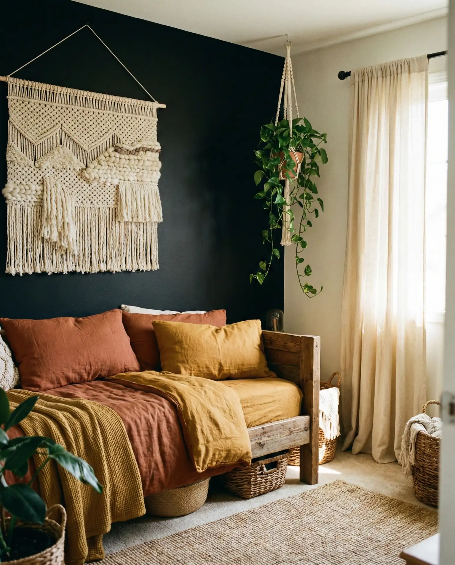 Black Accent Wall with Bohemian Layering 1