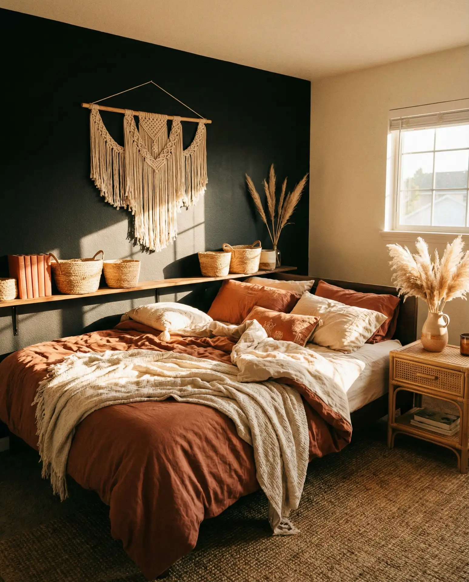 Black Accent Wall with Bohemian Layering 2