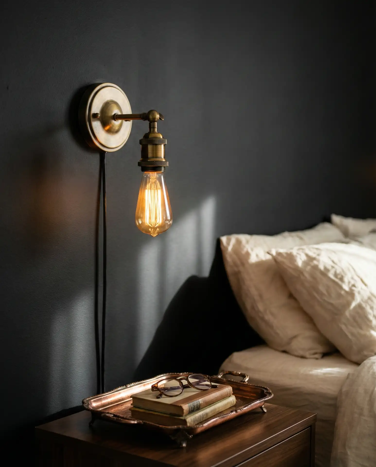 Black Accent Wall with Warm Metallics 2