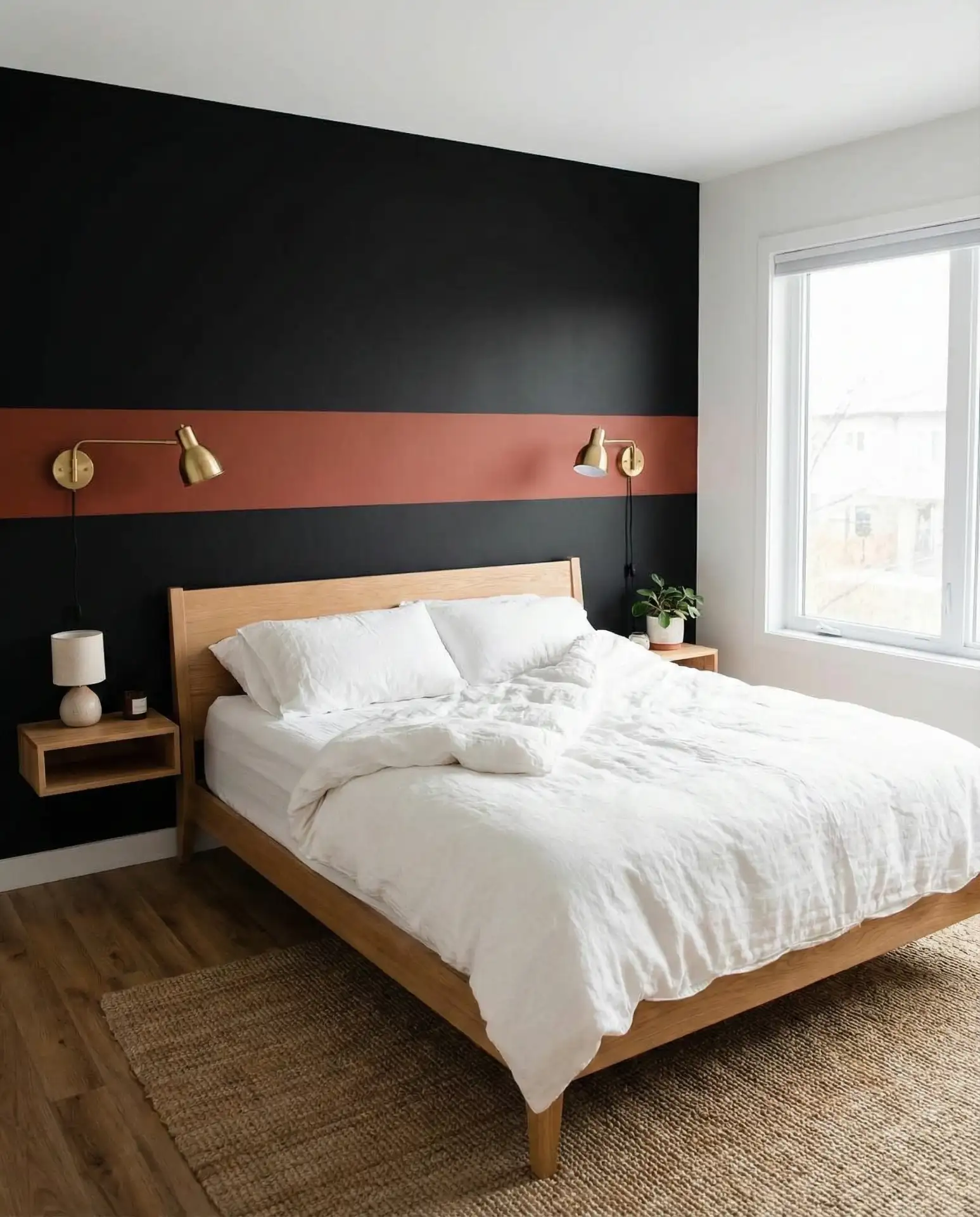 Black Accent Wall with a Paint Color Accent Strip 2