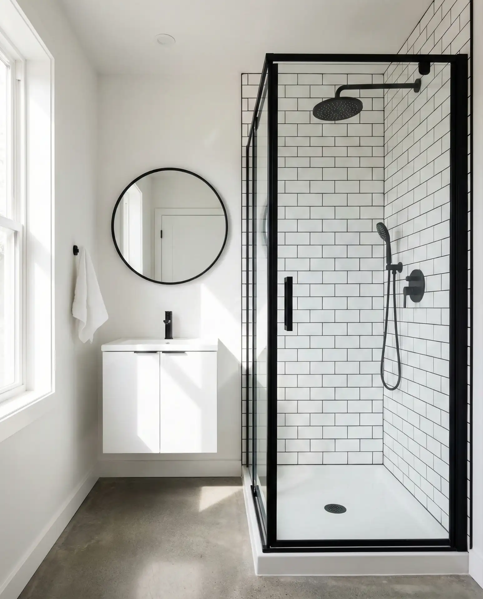 Black Door Walk-In Shower for a Small Full Bathroom 1