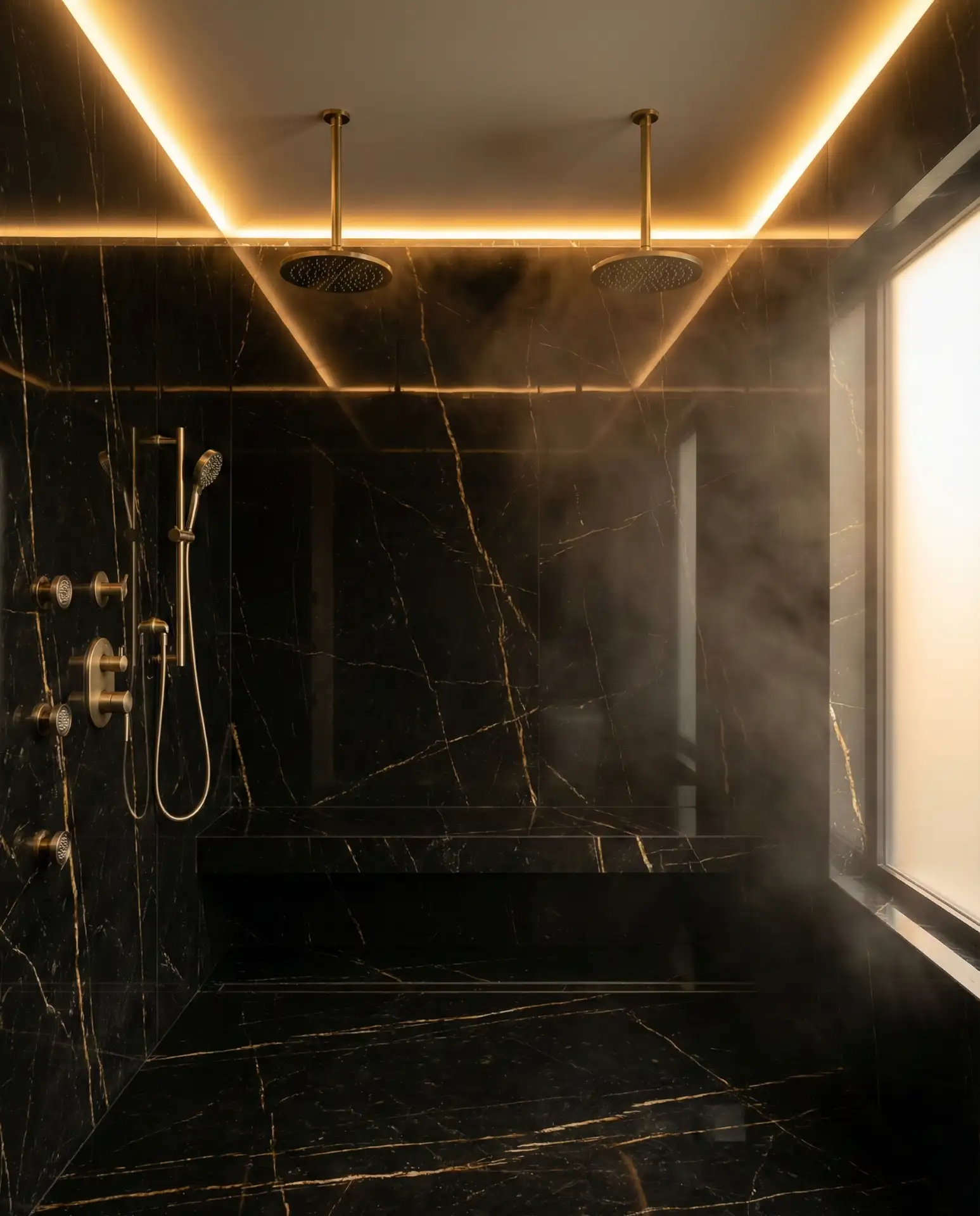 Black Stone Shower in a Large Master Bath 2