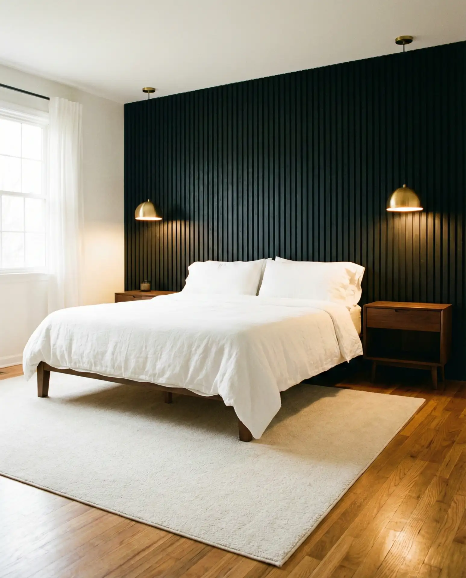 Black Wall with Geometric Wood Paneling 1