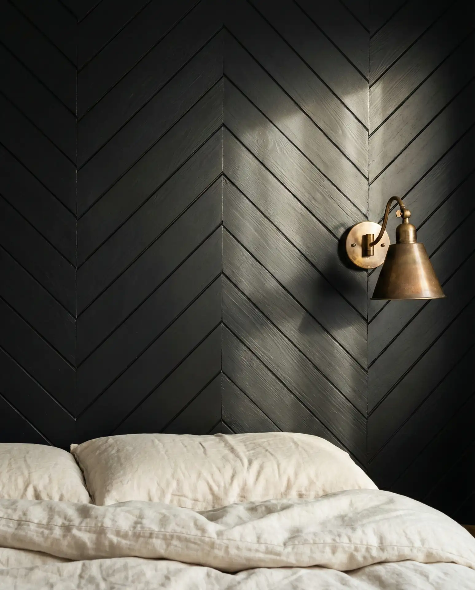 Black Wall with Geometric Wood Paneling 2