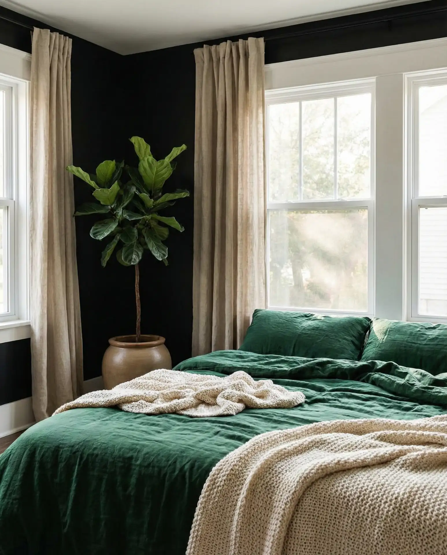 Black Wall with Green Bedding 1