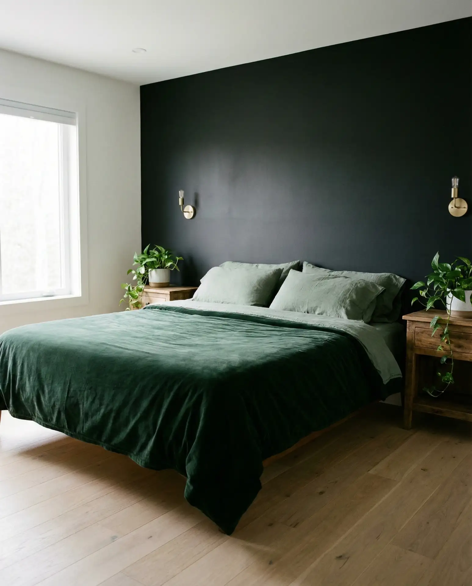 Black Wall with Green Bedding 2