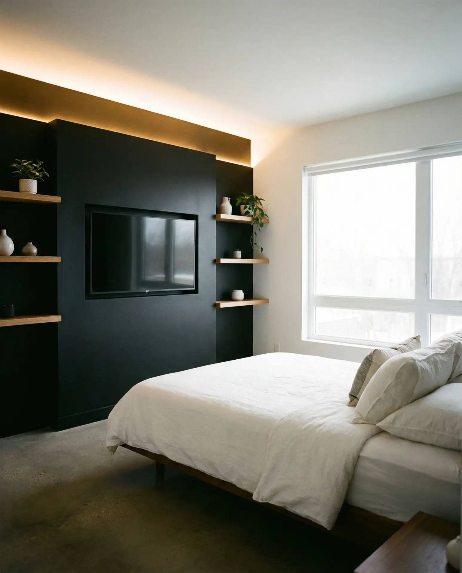 Black Wall with a TV Mount 2