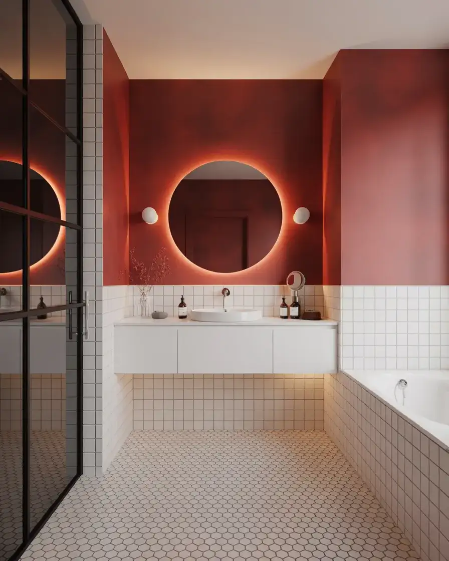 Bold Red Accent Bathroom 1