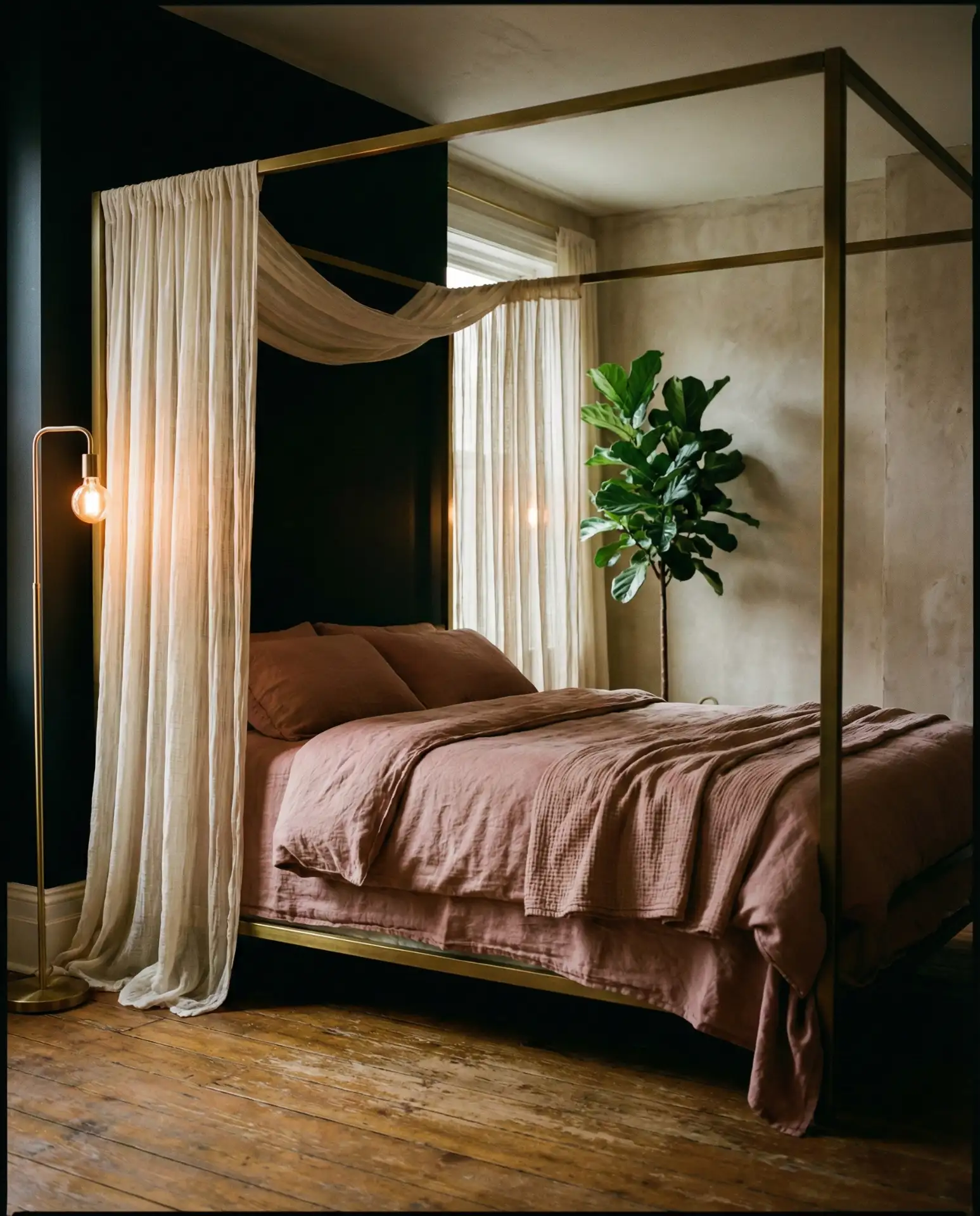 Canopy Bed Against a Black Wall 2