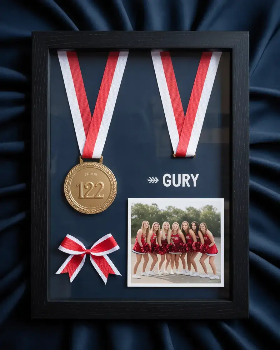 Cheer Competition Ribbon and Uniform Display 1