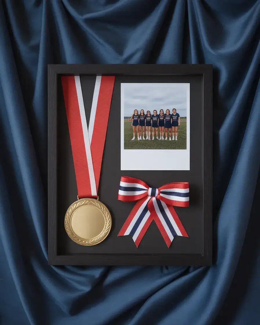 Cheer Competition Ribbon and Uniform Display 2