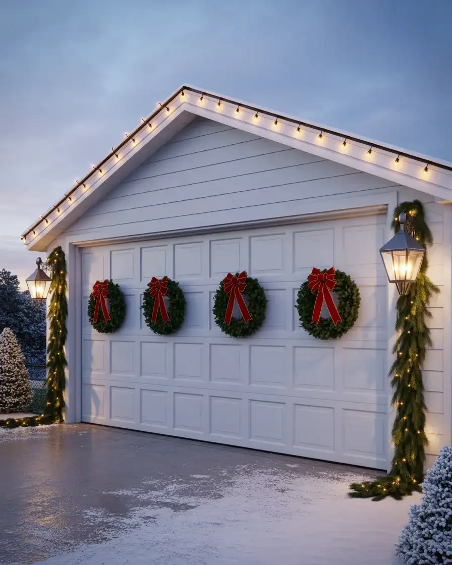 Christmas Decorations on the Garage Door 1