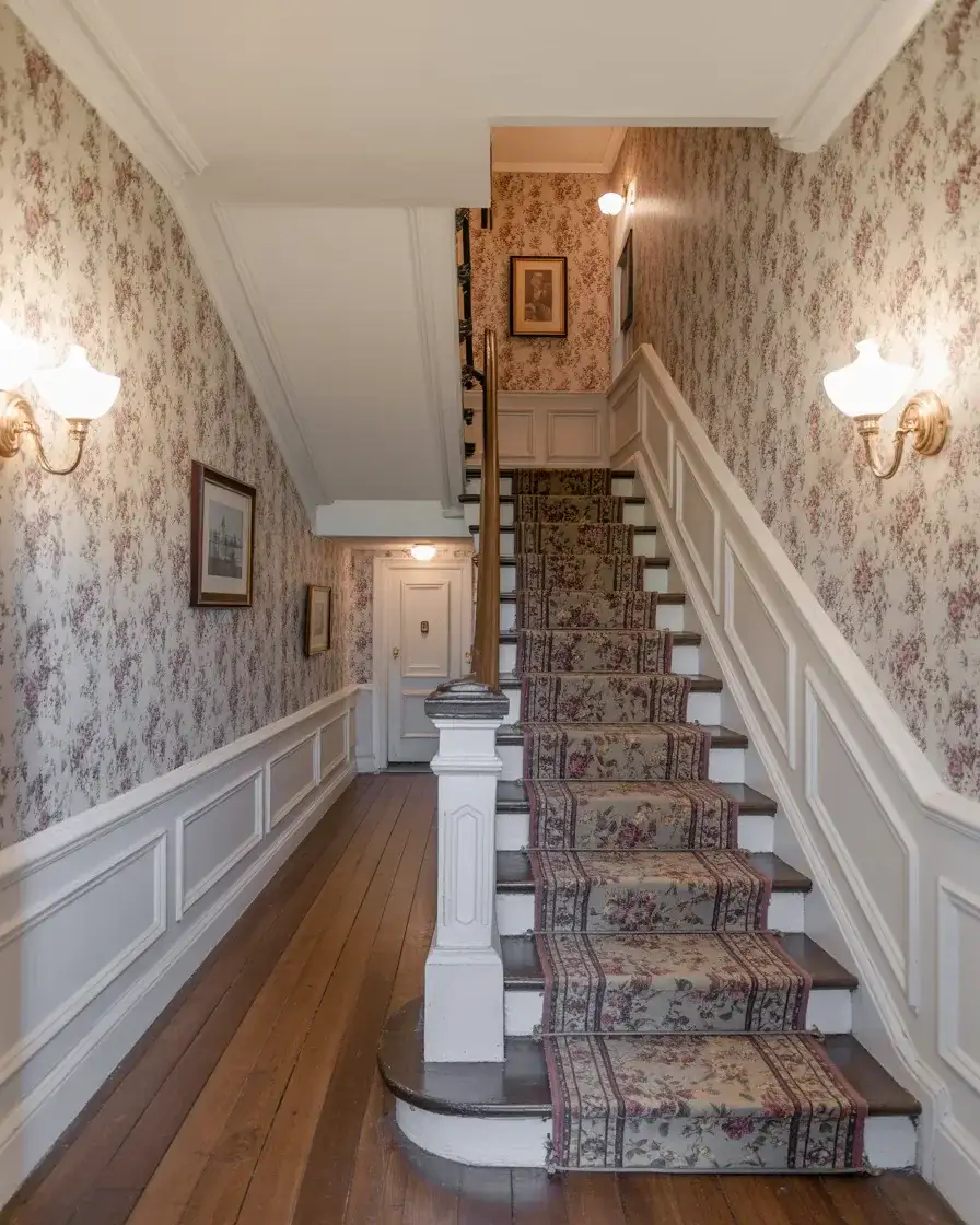 Closed Staircases with Wallpapered Walls 1