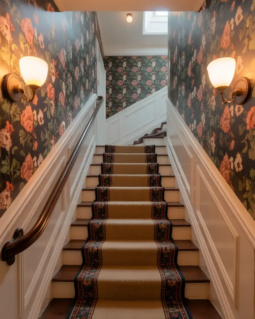 Closed Staircases with Wallpapered Walls 2